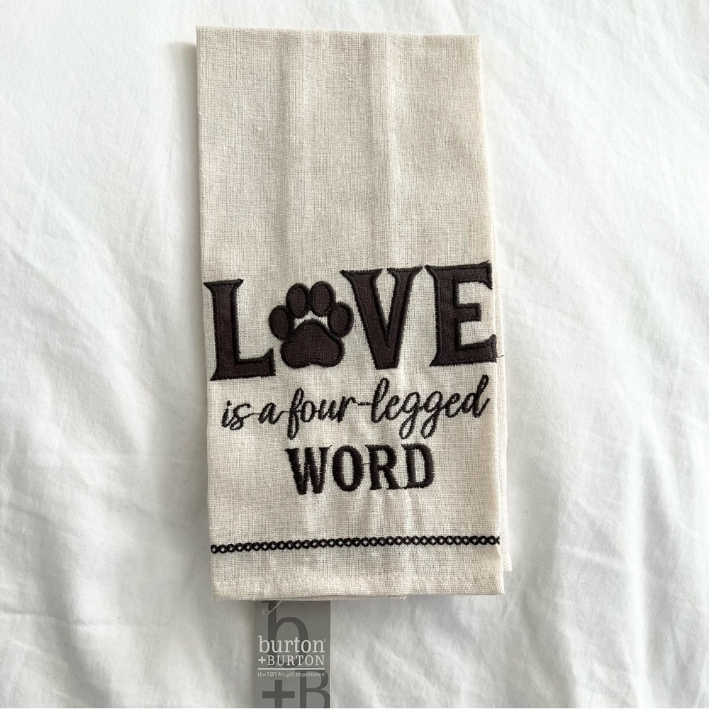 Burton + Burton Love is a Four-Legged Word Tea Towel